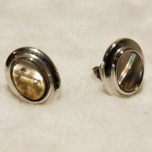 Avon 1970s Genuine Abalone Shell Pierced Earrings